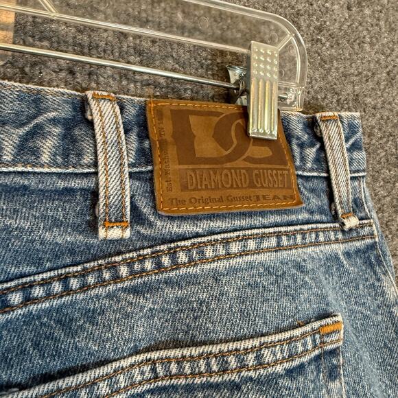 Vintage Diamond Gusset Jeans Mens 36x32 Made In USA Denim Light Wash - Picture 10 of 10